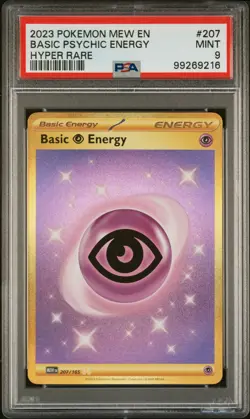 2023 POKEMON MEW EN-151 HYPER RARE #207 BASIC PSYCHIC ENERGY PSA 9 - Image 1