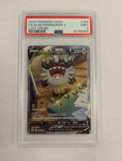 2022 Pokemon Lost Origin Galarian Perrserker V 184/196 Alternate Art PSA 9 - Image 1