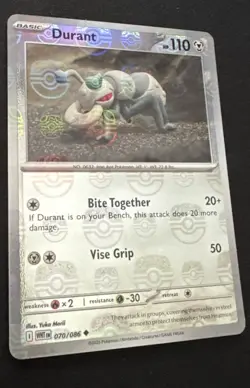 DURANT (MASTER BALL PATTERN) 070/086 UNCOMMON WHITE FLARE POKEMON NM/M - Image 2