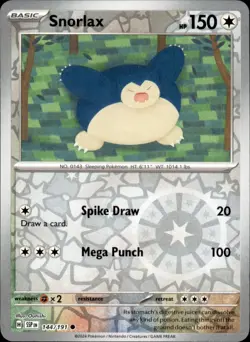 Snorlax 144/191 Reverse Holo Pokemon Surging Sparks Common NM - Image 1