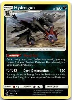 Pokemon Hydreigon Crimson Invasion SM04 #62/111 Rare LP SET FILLER!! - Image 1