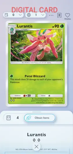 Lurantis Pokemon Pocket Mobile Game Card Celestial Guardians Set ◇◇ Rare Trade - Image 1