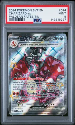 PSA 9 Charizard Ex 074 Paldean Fates Tin Pokemon 2024 Black Star Promo - Image 1