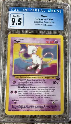 Mew 2000 Black Star Promo 8 Pokemon League CGC 9.5 Pokemon - Image 1