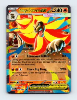 NM Mega Pyroar ex 015/086 ME04: Chaos Rising Double Rare Pokemon Card - Image 1