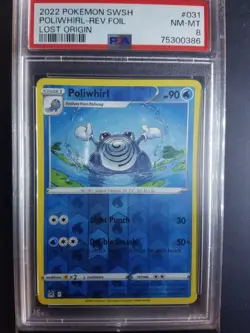 2022 Pokemon SwSh Poliwhirl #031 reverse holo Lost Origin PSA 8 - Image 1