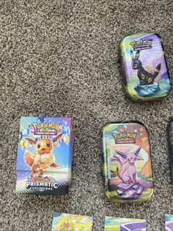 Pokemon Prismatic Evolutions Empty Tin & Promo Card Lot & Eevee Pokeball - Image 2
