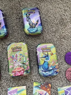 Pokemon Prismatic Evolutions Empty Tin & Promo Card Lot & Eevee Pokeball - Image 3