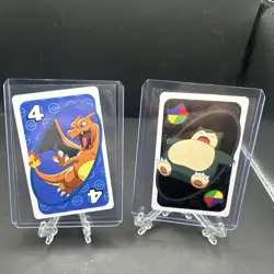 Snorlax & Charizard RARE Exclusive- Sword & Shield Pokemon Uno Wild card Black - Image 1