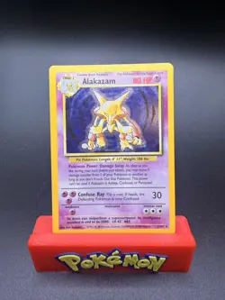 Alakazam Holo Rare Card 1/102 Base Set 1999 Unlimited Pokemon TCG Wotc Holo Lp - Image 1