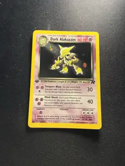 Pokemon TCG Dark Alakazam 1/82 Team Rocket 1st Edition Holo Rare 60 HP 1999 - Image 1
