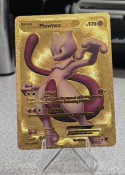Pokemon Mewtwo EX 170hp Gold Foil Fan Art Collector Card TCG - Image 1