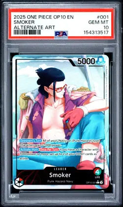 2025 ONE PIECE OP10-ROYAL BLOOD ALTERNATE ART #001 SMOKER PSA 10 - Image 1