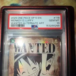 Monkey D. Luffy PSA 10 English One Piece OP13-118 Wanted Poster 2025 SP Alt Art - Image 2