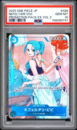 2025 ONE PIECE JAPANESE PROMOTION PACK EX VOL.3 #026 NEFELTARI VIVI PSA 10 - Image 1