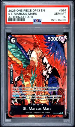 2025 ONE PIECE OP13-CARRYING ON HIS WILL ALTERNATE ART ST. MARCUS MARS PSA 10 - Image 1