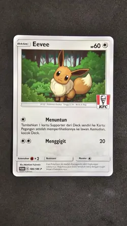KFC Eevee 186/SM-P Indonesia Indonesian Chaki Kids Promo Pokemon Card Mint - Image 1