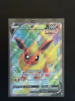 Pokemon TCG Flareon v Evolving Skies Holo Ultra Rare Full Art Card 169/203 - Image 1