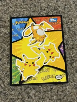Pikachu & Raichu - Topps Pokemon First Movie Sticker Card - Pokemon TCG - BLUE - Image 1