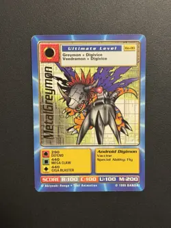 MetalGreymon Digimon CCG Bo-80 Ultimate Android Digimon English Card 1999 Bandai - Image 1