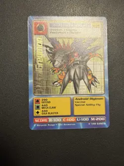 MetalGreymon Digimon CCG Bo-80 Ultimate Android Digimon English Card 1999 Bandai - Image 3