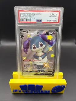2021 Pokemon SWSH Shining Fates Indeedee V #SV114 Full Art Shiny Rare PSA 10 - Image 1