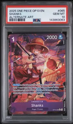 One Piece English Shanks OP13-065 Alt Art PSA 10 Gem Mint - Image 1
