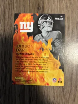 2025 Donruss Football Jaxson Dart Red Hot Rookies #RHR-JXD New York Giants RC - Image 4