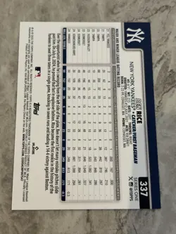 2025 Topps Series One Baseball Ben Rice No. 337 New York Yankees - Image 2