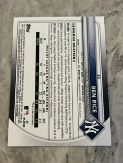 2025 Topps Bowman Baseball - Ben Rice RC - New York Yankees #85 - Image 2