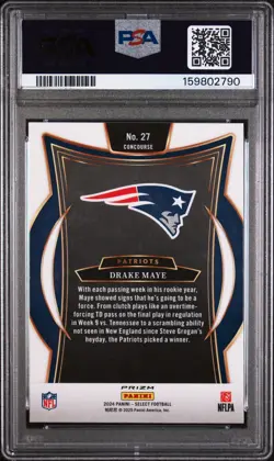 2024 Panini Select #27 Drake Maye Red & Blue Shock PSA 9 New England Patriots - Image 2