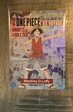 One Piece Monkey D. Luffy US Voyage College Basketball Promo Card- Sealed / Mint - Image 1