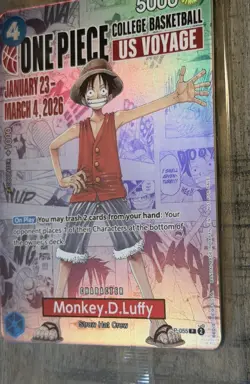 One Piece Monkey D. Luffy US Voyage College Basketball Promo Card- Sealed / Mint - Image 2