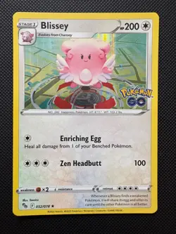 Pokemon Blissey 052/078 Pokemon GO Stamped Rare Holofoil Card - Image 1