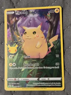 Pikachu 5/25, LP Full Art Holo, Pokemon Celebrations 25th Anniversary TCG Card - Image 1