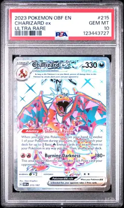 PSA 10 Charizard ex Obsidian Flames 215/197 GEM MINT Graded Pokemon Card - Image 1