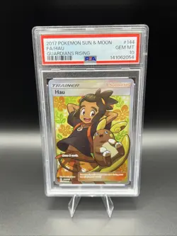 Pokemon Guardians Rising Hau 144/145 Full Art Ultra Rare Holo PSA 10 GEM MINT - Image 1