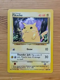 Pokemon TCG Pikachu Base Set Unlimited 58/102 LP WOTC. - Image 1