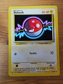 Pokemon TCG Voltorb Base Set 67/102 Regular Unlimited Common LP WOTC. - Image 1