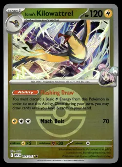 Iono's Kilowattrel (Poke Ball) 072/217 Ascended Heroes Pokemon Reverse Holo NM - Image 1