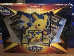 Pokemon TCG: Shining Fates Collection Pikachu V Box 4 Booster Packs Sealed New! - Image 1