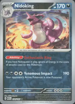 Nidoking 034/165 Rare 151 Pokemon Reverse Holo Near Mint - Image 1