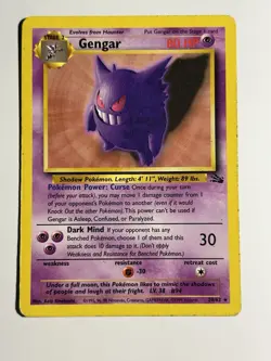 Pokemon Gengar 20/62 Fossil Rare Non Holo Vintage WOTC 1999 - Image 1