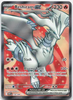 Reshiram ex 158/086 Holo Ultra Rare White Flare Pokemon Holo Near Mint - Image 1