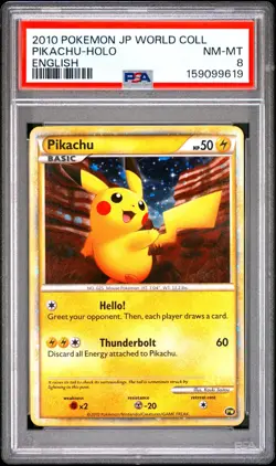 2010 Pokemon Japanese World Collection PIKACHU HOLO English PSA 8 NM-MT - Image 1