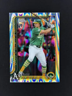 2025 Topps Chrome Update Nick Kurtz RC RayWave Refractor Rookie MLB #USC178 A's - Image 1