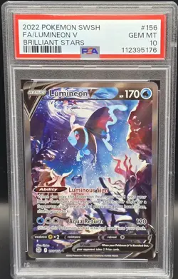 2022 Pokemon SWSH Brilliant Stars Lumineon V #156/172 PSA 10 GEM MINT - Image 1