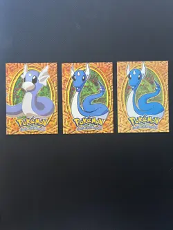 Pokemon Topps Dratini Dragonair & Dragonair(foil) E10 E11x2 Movie Pokemon Cards - Image 1