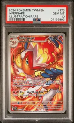 2024 POKEMON TWM EN-TWILIGHT MASQUERADE ILLUSTRATION RARE #173 INFERNAPE PSA 10 - Image 1