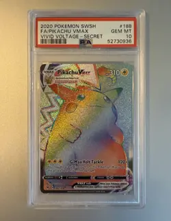 2020 POKEMON SWORD & SHIELD VIVID VOLTAGE SECRET FULL ART/PIKACHU VMAX PSA 10 - Image 1